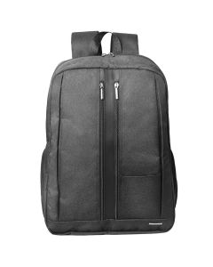 L'AVVENTO Discovery Backpack fit laptops up to 15.6" with Padded Laptop compartment and two Zipper on the Front, Nylon + PU - Gray