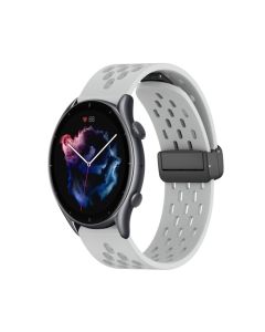 Sport Silicon Strap For 22mm Watches with Magnetic Folding Buckle for Samsung - Huawei - Xiaomi - Amazfit - Chinese Watches - Grey