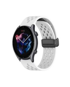Sport Silicon Strap For 22mm Watches with Magnetic Folding Buckle for Samsung - Huawei - Xiaomi - Amazfit - Chinese Watches - White