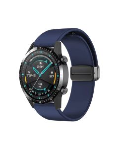 Silicon Strap For 22mm watches with magnetic Folding Buckle for Samsung / Huawei / Xiaomi / Amazfit / Chinese watches - Dark Blue