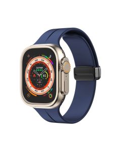 Spigen Silicon Strap For Apple Watch with Magnetic Folding Buckle 49mm 45mm 44mm 42mm - Dark Blue