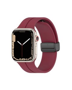 Spigen Silicon Strap For Apple Watch with Magnetic Folding Buckle 49mm 45mm 44mm 42mm - Mulberry