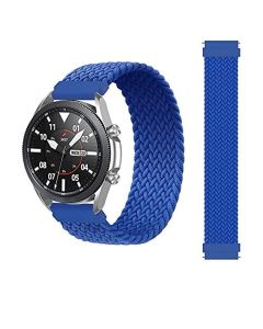 Braided Solo Loop Band Strap For Samsung Galaxy Watch 46mm / Huawei GT2 / Gear S3 Frontier and Classic / Honor Magic 2 / Fossil - 22mm- Blue