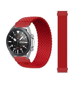 Braided Solo Loop Band Strap For Samsung Galaxy Watch 46mm / Huawei GT2 / Gear S3 Frontier and Classic / Honor Magic 2 / Fossil - 22mm- Red