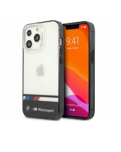 Bmw For iPhone 13 Pro Motorsport Collection Pc/Tpu Hard Case Tricolor Stripe Black Lower Part For  (6.1) - Transparent