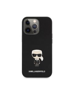 Karl Lagerfeld For iPhone 13 Pro KLHCP13LIKMSBK PU Saffiano Case With Metal Pin Ikonik - Black