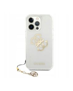 Guess For iPhone 13 Pro GUHCP13LKS4GGO PC/TPU Case Transparent 4G Electroplated Logo With Charm - Gold