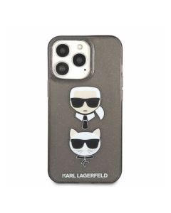 Karl Lagerfeld for iPhone 13 Pro Max KLHCP13XKCTUGLK Glitter Karl & Choupette Hard Cover - Black