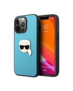 Karl Lagerfeld for iPhone 13 Pro Max KLHCP13XPKMB PU Leather Karl Head Back Cover 6.7 - Blue
