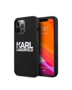 Karl Lagerfeld For iPhone 13 Pro KLHCP13LSLKLRBK Liquid Silicone Case Stack Logo - Black