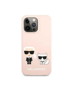 Karl Lagerfeld For iPhone 13 Pro KLHCP13LSSKCI Liquid Silicone Case Karl And Choupette - Light Pink