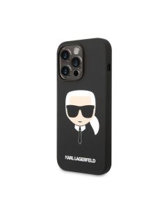 Karl Lagerfeld for iPhone 14 Pro Silicone Karl's Head Hard Case - Black