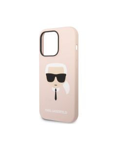 Karl Lagerfeld for iPhone 14 Pro Max Silicone Karl's Head Hard Case - Pink