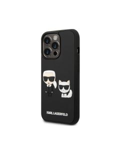 Karl Lagerfeld for iPhone 14 Pro Max Liquid Silicone Karl & Choupette Case - Black