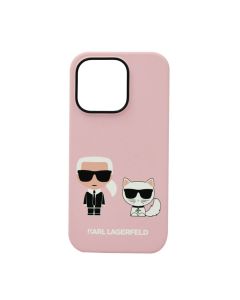 Karl Lagerfeld for iPhone 14 Max Liquid Silicone Karl & Choupette Case - Light Pink