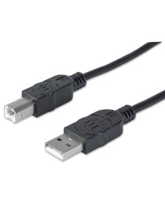 Manhattan 333382 Hi-Speed USB Printer Cable A Male / B Male 3M (10 ft.) - Black