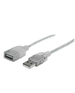 Manhattan Hi-Speed USB Extension Cable 336314 - Type-A Male to Type-A Female - 1.8 m (6 ft.) - Translucent Silver