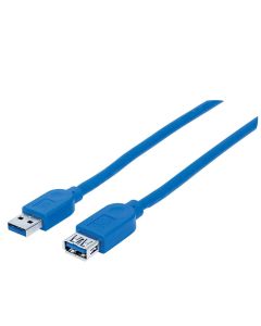 Manhattan 325394 SuperSpeed USB Extension Cable USB 3.0 Type-A Male to Type-A Female -5 Gbps 1 m (3 ft.) - Blue