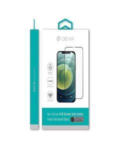 Devia Van Series Full Screen Anti-staticآ Twice-Tempered Glass for iPhone 13 Pro (6.1) - Black