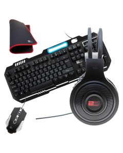 2B (KB344) 4 in 1 Gaming Combo - Wired Metal Back Lightning Keyboard - Mouse-Pad - Wired Mouse and Wired Gaming headphone