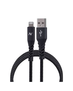 L'AVVENTO (MP476) MFI Lightning Sync and Charging Cable - 2M - Silver*Black