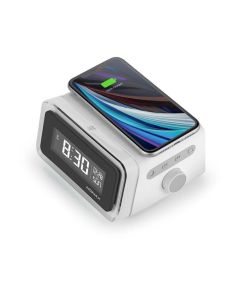 Q.Clock2 Digital Clock With Wireless Charger - White