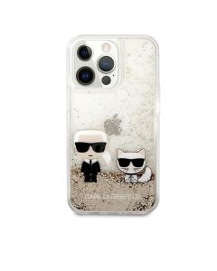 Karl Lagerfeld For iPhone 13 Pro Liquid Glitter Case Karl And Choupette (6.1) - Gold