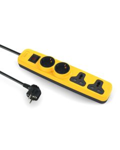 I Lock Power Strip - 2 MK + 2 Schuko Outlets - 2M - Yellow