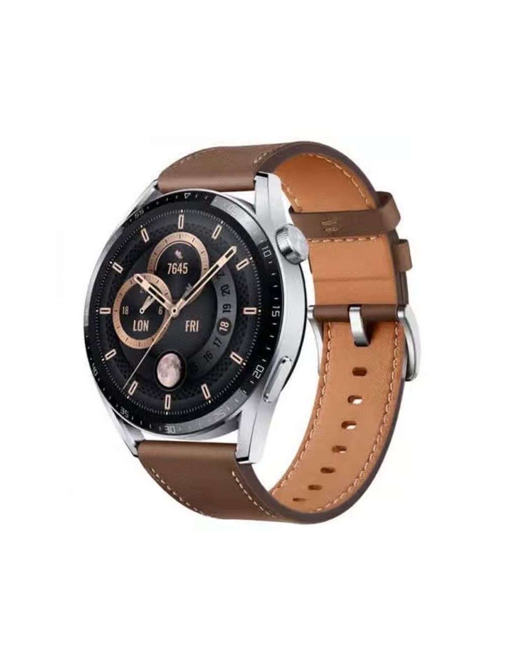 Huawei Watch GT2, 46mm Stainless Steel, Leather Strap, Brown - eXtra Saudi