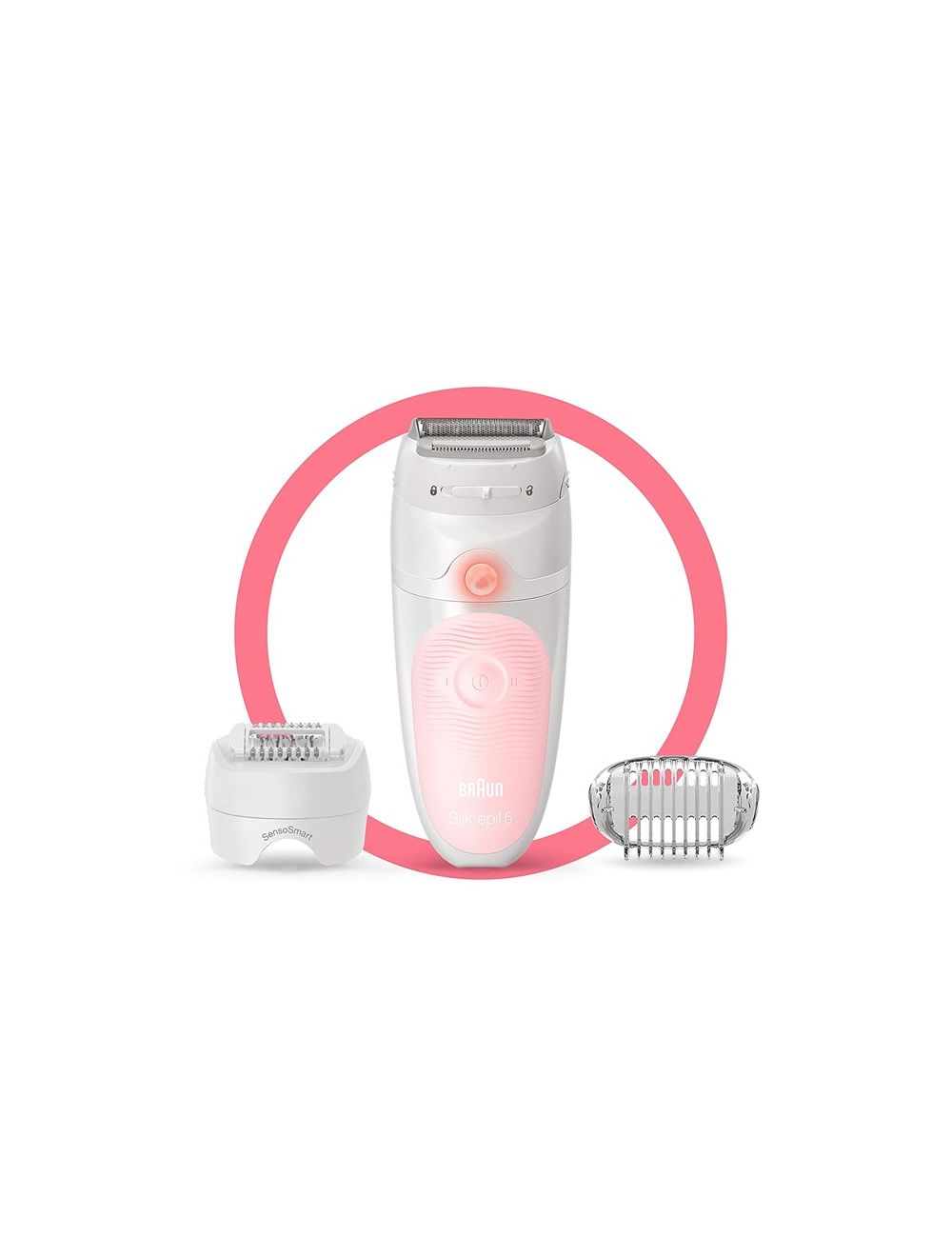 Braun Epilator for Women Silk-épil 5 5-620 for Hair Removal Wet & Dry  Womens Shaver & Trimmer Cordless Rechargeable -White*Pink